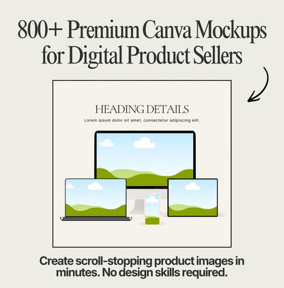 800+ Canva Mockup Templates Bundle: Digital Product Mockups (PLR/MRR)
