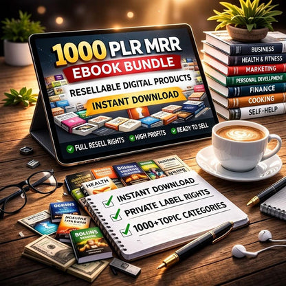 1000 PLR MRR Ebook Bundle, Resellable Digital Products (Instant Download)