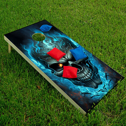 Flaming Skull - Cornhole Board Wrap - Set of 2