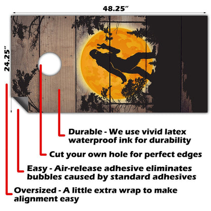 Big Foot in the Woods - Cornhole Board Wrap - Set of 2