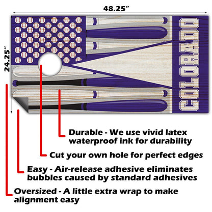 Colorado Baseball - Cornhole Board Wrap - Set of 2