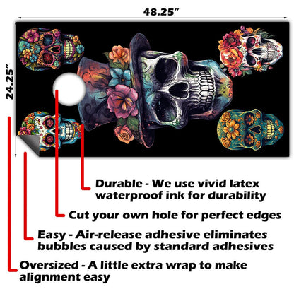 Sugar Skulls - Cornhole Board Wrap - Set of 2
