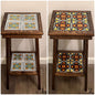 Square Talavera Tile End Table | Handmade Mexican Wood Accent Table