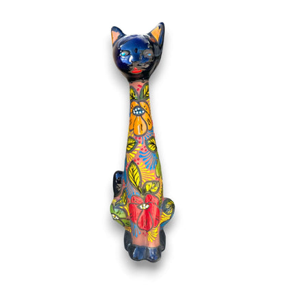 Mexican Handmade Talavera Cat Statue | Cultural Artwork