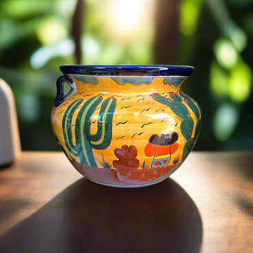Extra Large Talavera Flower Pot | Hand-Painted Desert Design Planter