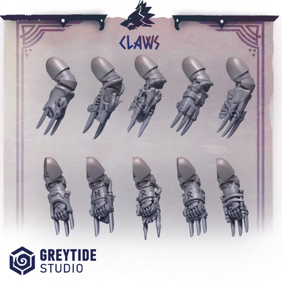 3d Printed Primal Hounds Claws x10 by Greytide Studio