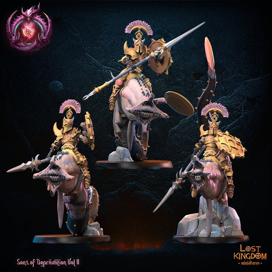 3d Printed Perversion Knights Worm Riders x3 by Lost Kingdom Miniatures