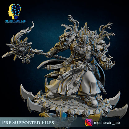 3d Printed Doom Marine Sorcerer on Flying Disc by Meshbrain Labs
