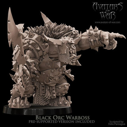 3D printed Black Orc Warlord by Avatars of War