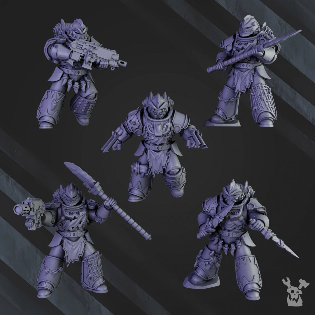 3d Printed White Megaladon Clan Warriors x10 by DakkaDakka Miniatures