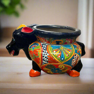 Vibrant Talavera Donkey Planter | Mexican Burro Pottery