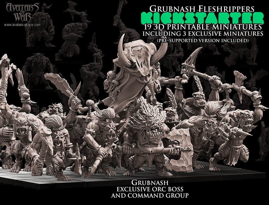 3D Printed Savage Orc Regiment by Avatars of War