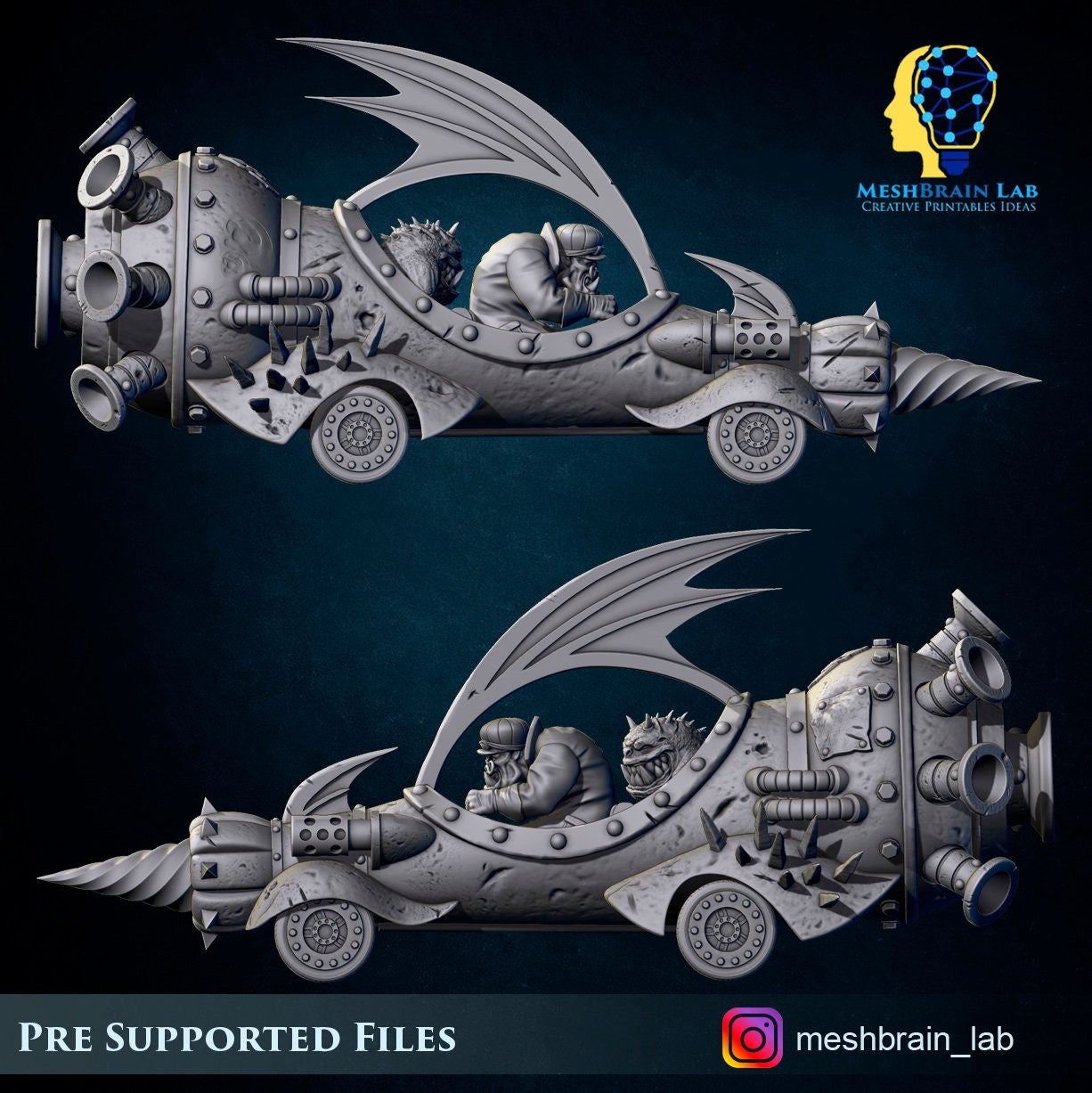 3d Printed Evil Machine Race Ork Car by Meshbrain Labs