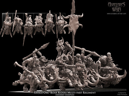 3D Printed Savage Orc Boar Rider Regiment by Avatars of War