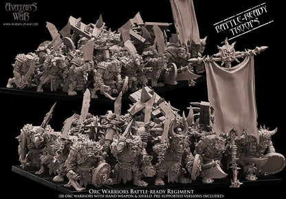 3D printed Orc Warrior Battle Ready regiment (20 orcs) by Avatars of War