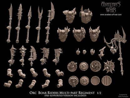3D Printed Orc Boar Rider Regiment by Avatars of War