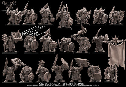 3D printed Orc Warrior Battle Ready regiment (20 orcs) by Avatars of War