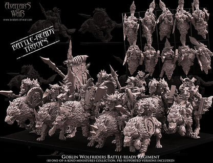 3D printed Goblin Wolfrider Battle-Ready Regiment by Avatars of War