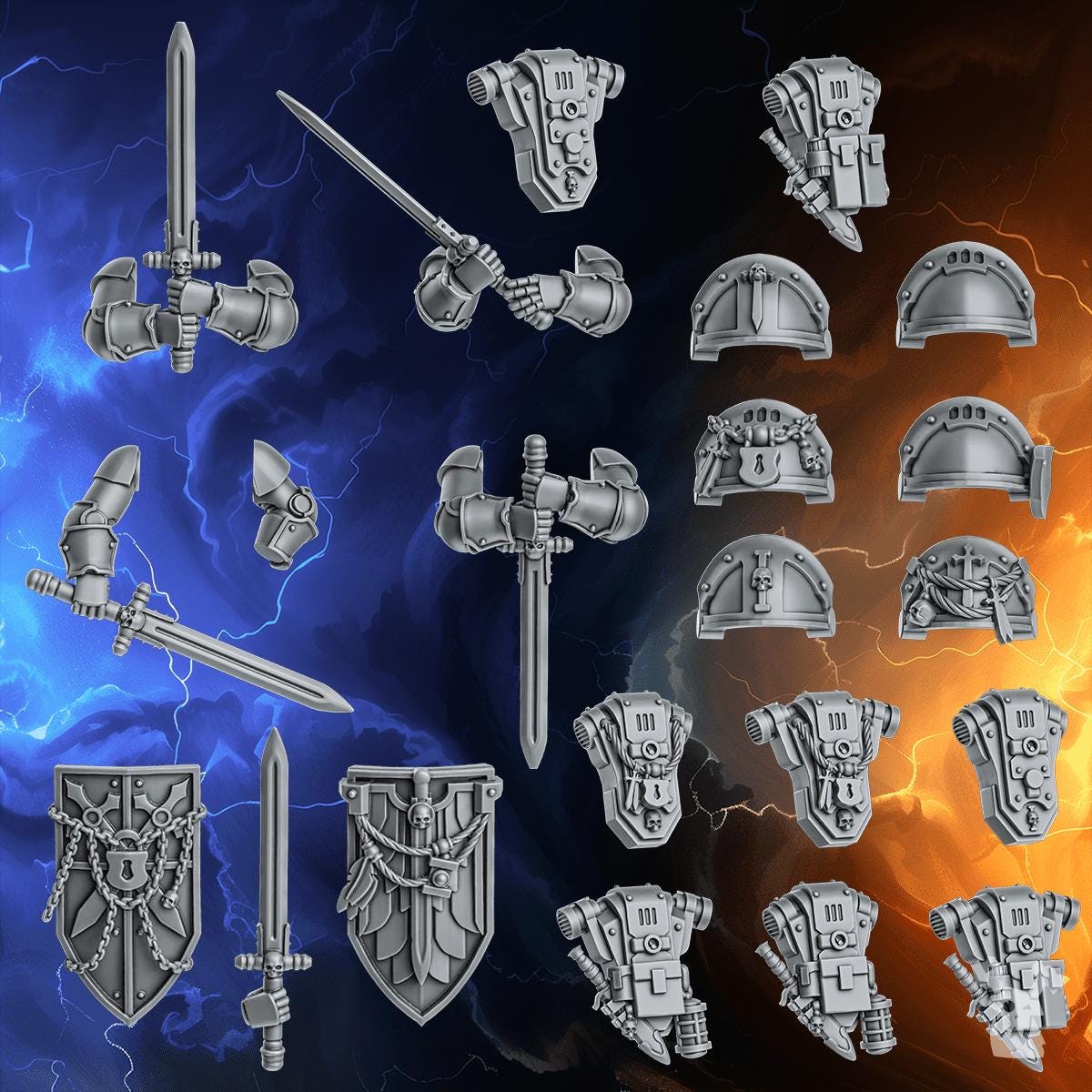 3d Printed Knights of the Circle Squad x5 by DakkaDakka Miniatures
