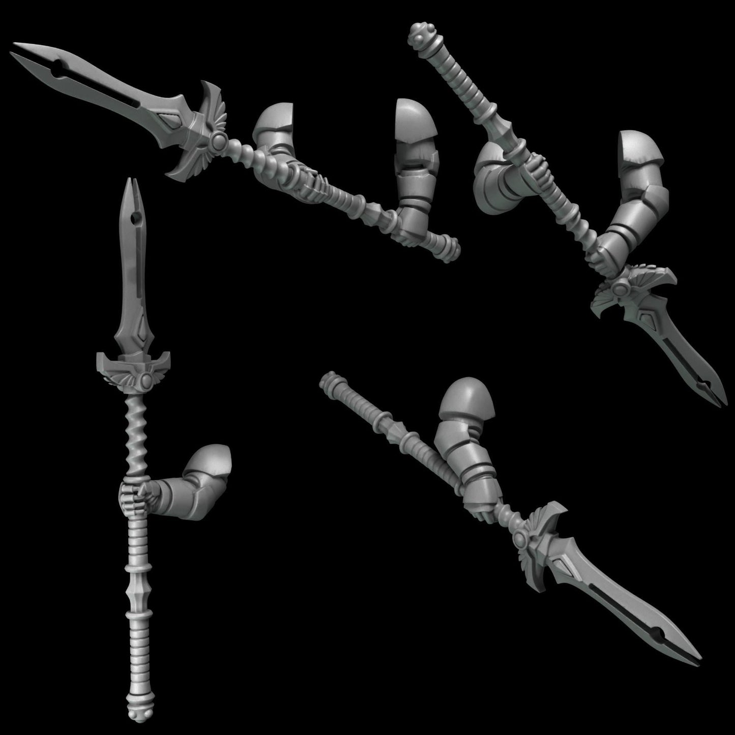 3d Printed Crimson Lords 2 Handed Spear Set  by Greytide Studio