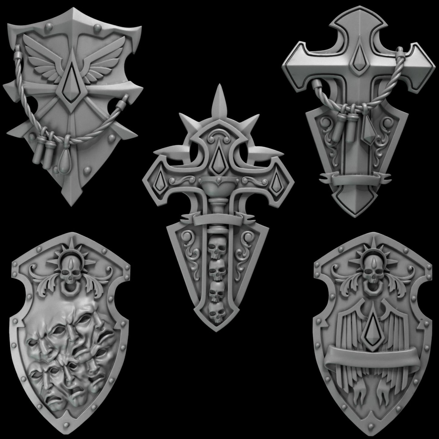 3d Printed Crimson Lords Shields x5 by Greytide Studio
