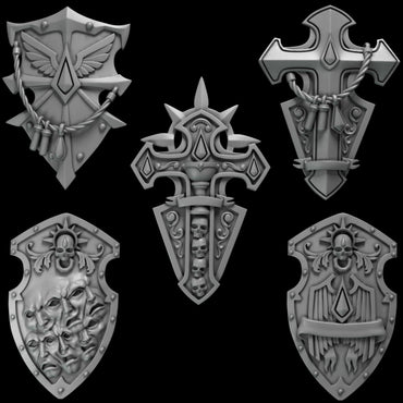 3d Printed Crimson Lords Shields x5 by Greytide Studio