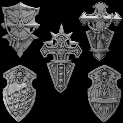3d Printed Crimson Lords Shields x5 by Greytide Studio