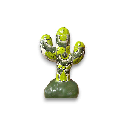Medium Handmade Talavera Cactus Statue | Colorful Cultural Art