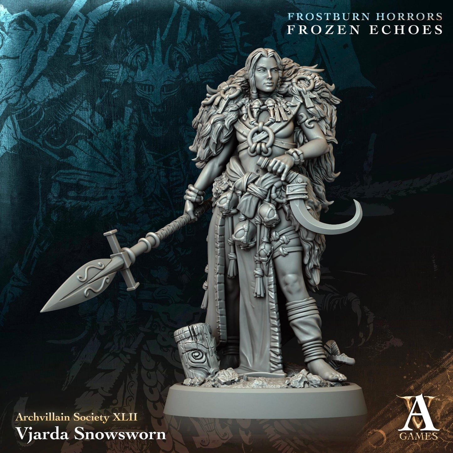 3D Printed Vjarda Snowsworn by Archvillain Games
