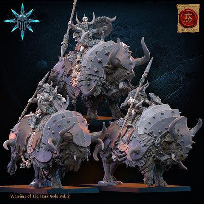 3D Printed Chaos Barbarian Riders x3 by Lost Kingdom Miniatures