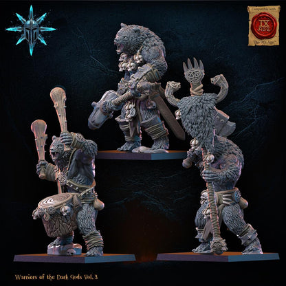 3D Printed Chaos Werebear Command Group by Lost Kingdom Miniatures
