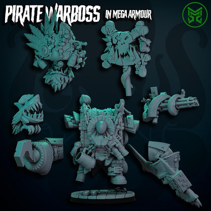 3d Printed Pirate War Boss in Mega Armor by Mekka Miniatures