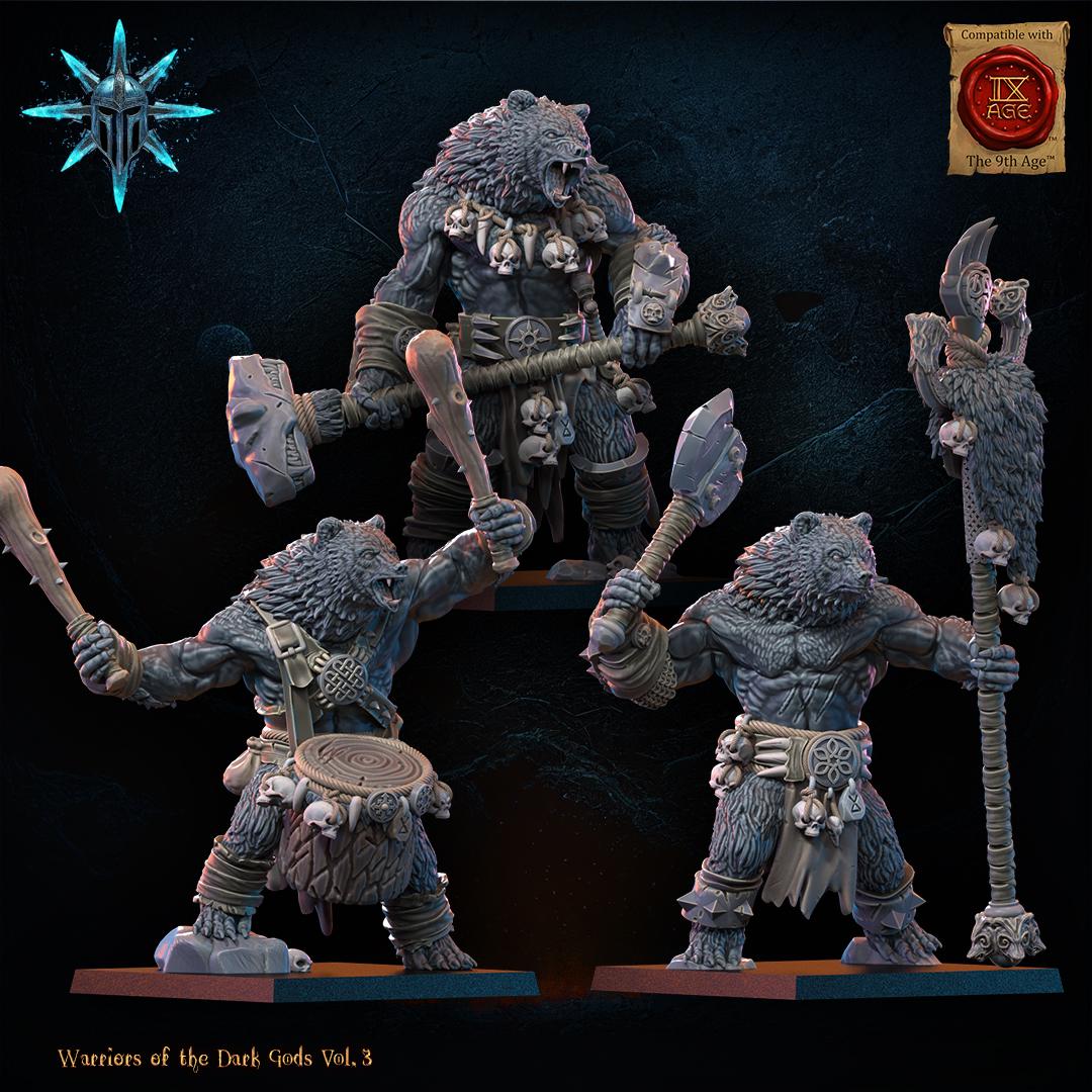3D Printed Chaos Werebear Command Group by Lost Kingdom Miniatures