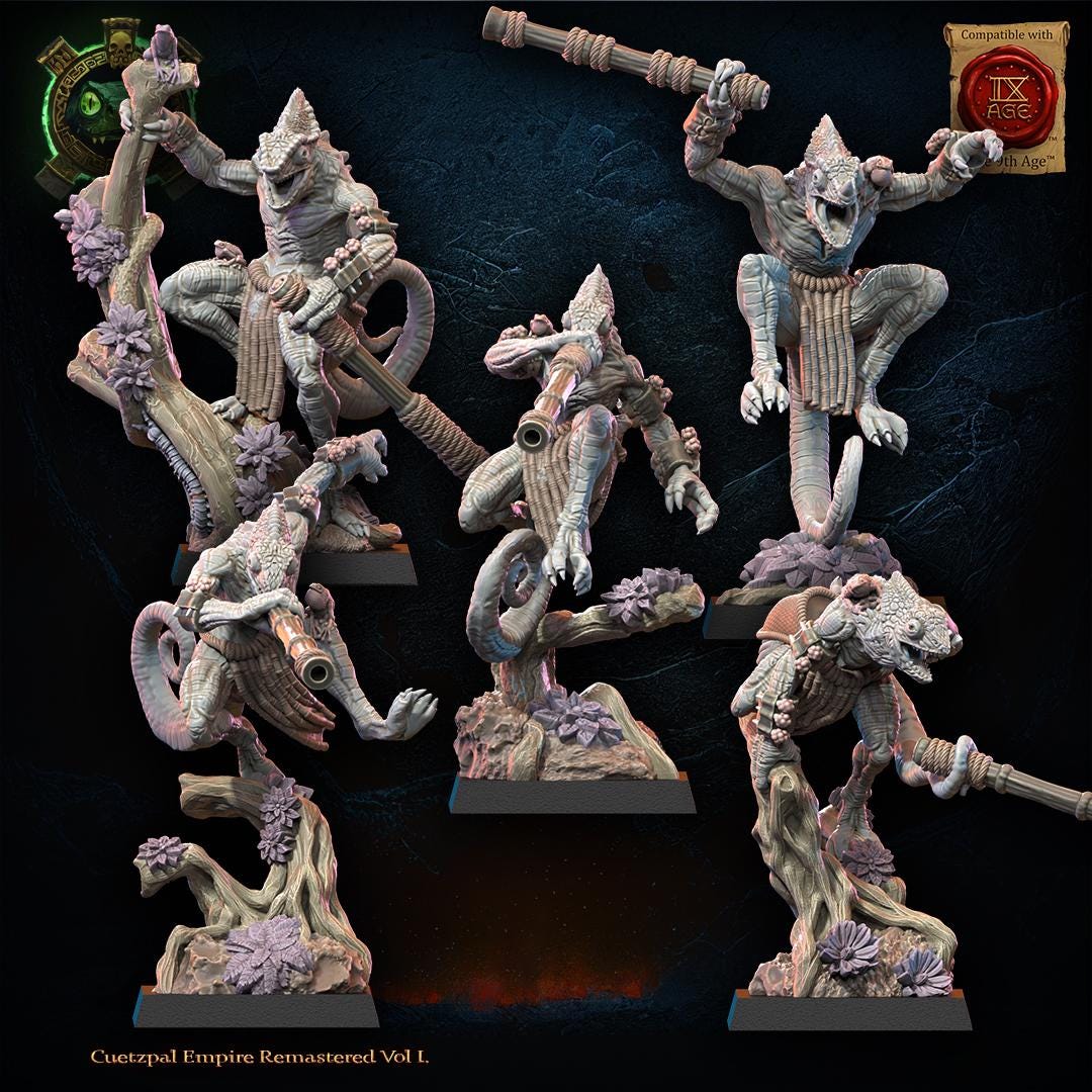 3d Printed Lizard Kin Blowpipe Regiment by Lost Kingdom Miniatures