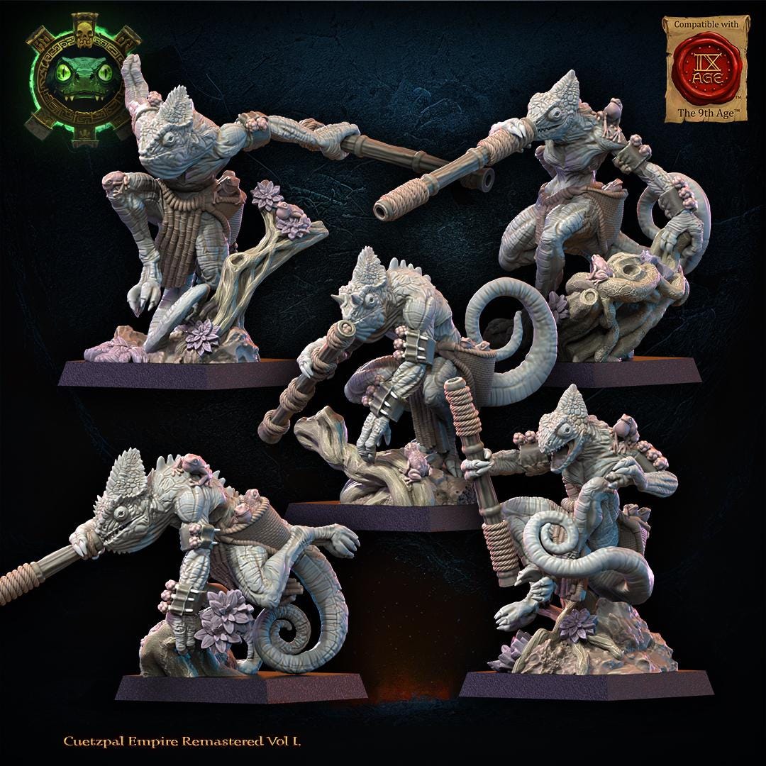 3d Printed Lizard Kin Blowpipe Regiment by Lost Kingdom Miniatures