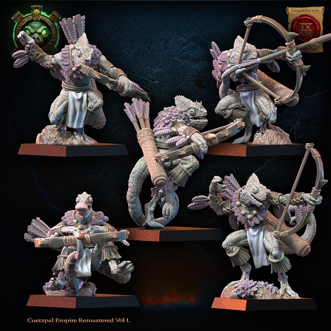 3d Printed Lizard Kin Archer Regiment by Lost Kingdom Miniatures