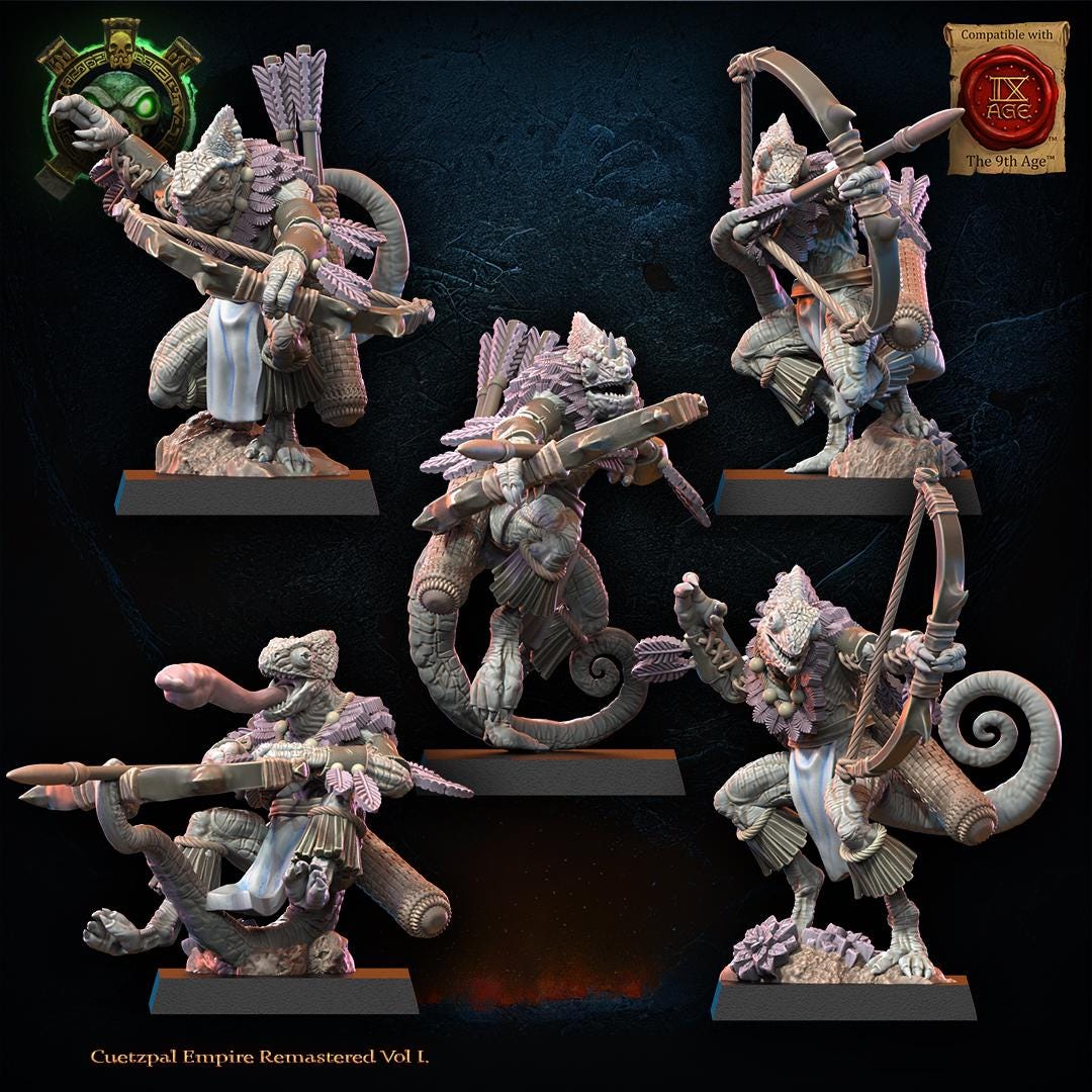 3d Printed Lizard Kin Archer Regiment by Lost Kingdom Miniatures