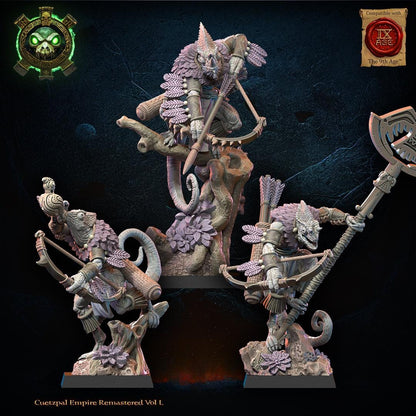 3d Printed Lizard Kin Archer Command Group by Lost Kingdom Miniatures