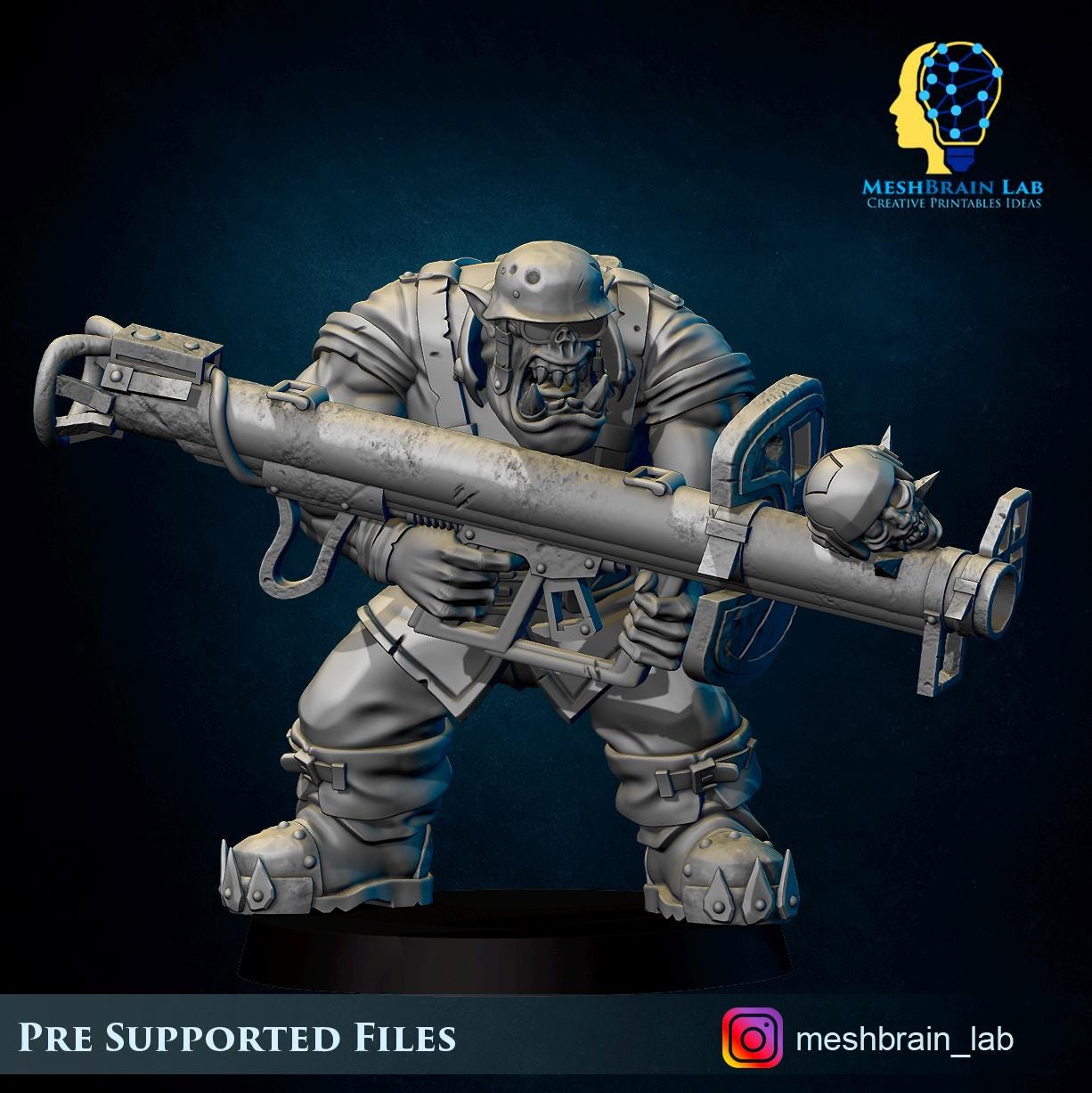3d Printed Ork Tank Hunter by Meshbrain Labs Miniatures