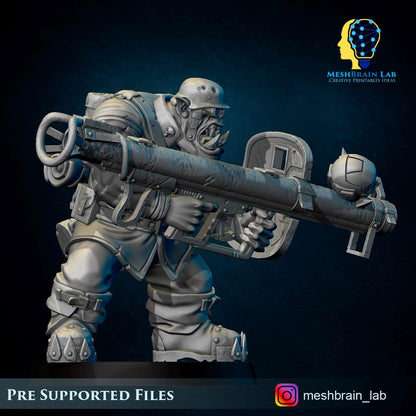 3d Printed Ork Tank Hunter by Meshbrain Labs Miniatures