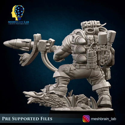 3d Printed Ork Commando with Rocket Launcherby Meshbrain Labs