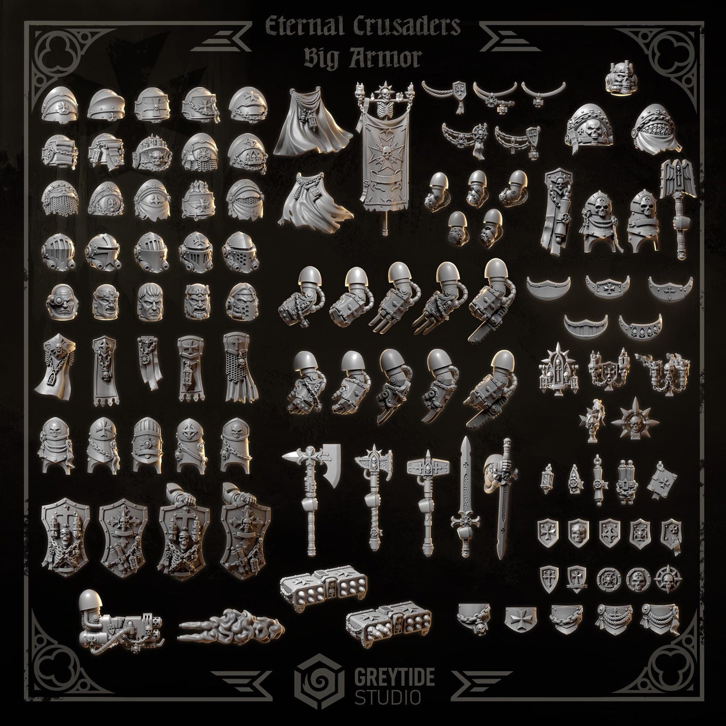 3d Printed Eternal Crusader Shoulderpads x10 #2 by Greytide Studio