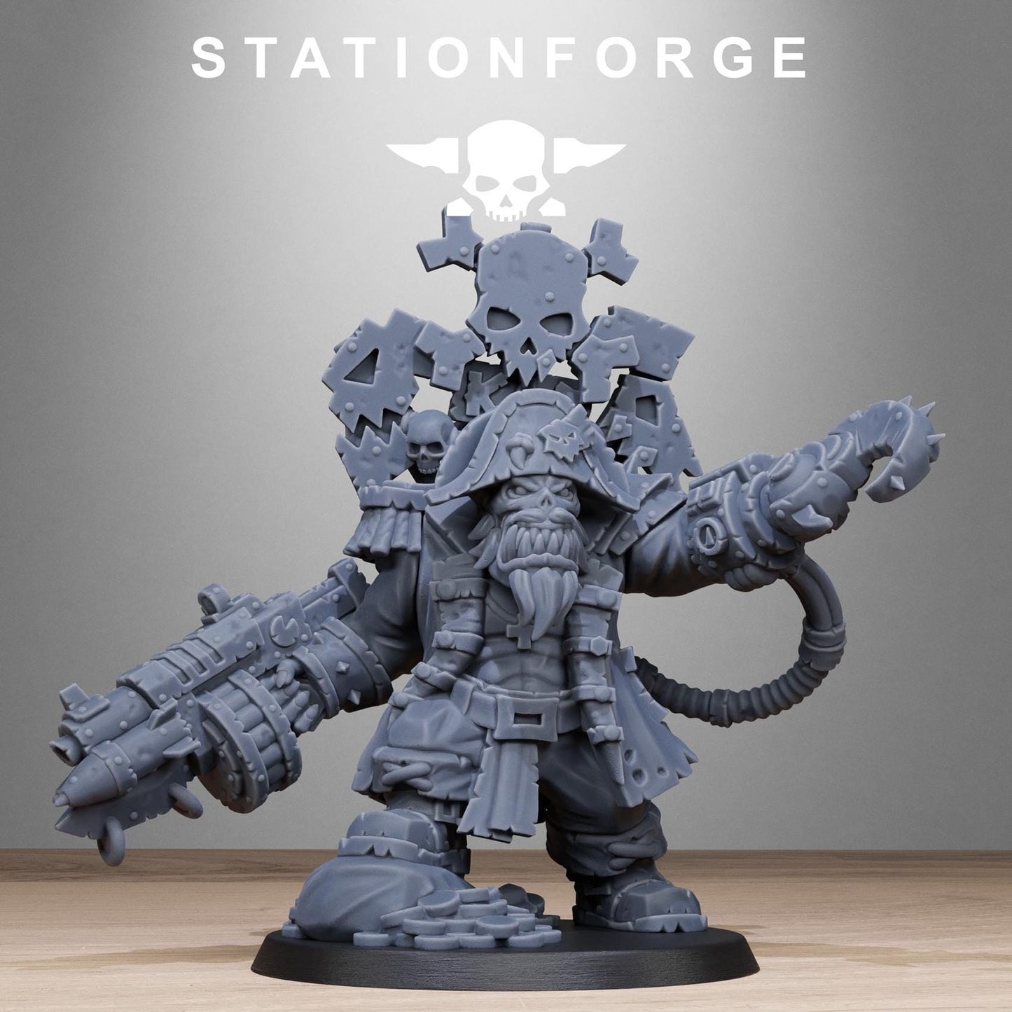 3D Printed Orkaz Pirate Boss by StationForge Miniatures