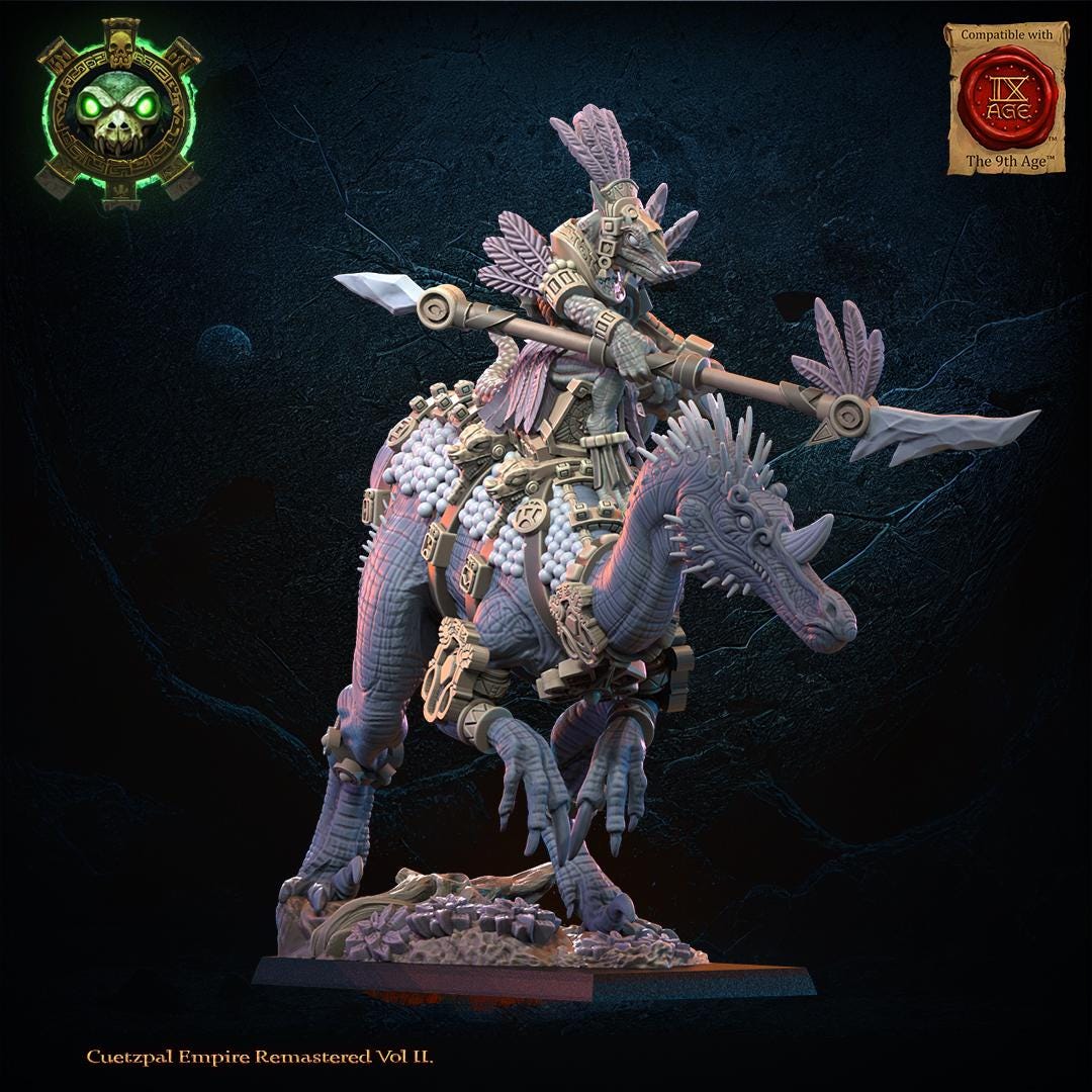 3d Printed Ceratomimus with Spear Rider by Lost Kingdom Miniatures