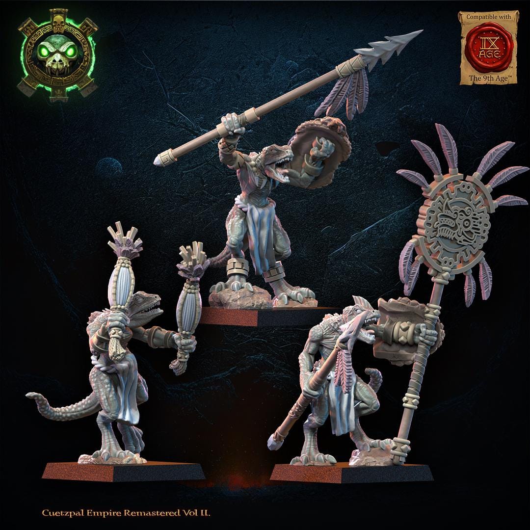 3d Printed Dragon Kin Spear Command Group by Lost Kingdom Miniatures