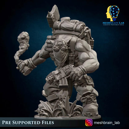 3d Printed Ork Smoke Grenade Commando by Meshbrain Labs Miniatures