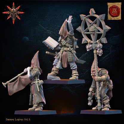 3D Printed Chaos Cultists Command Group by Lost Kingdom Miniatures