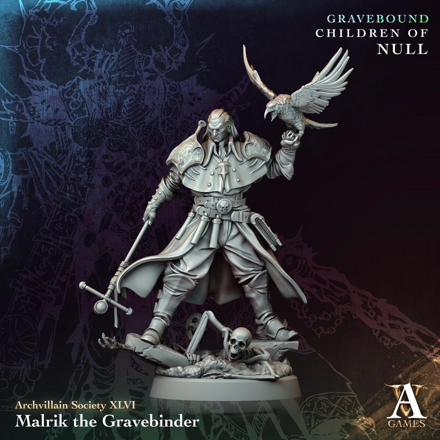 3D Printed Malrik the Gravebinder by Archvillain Games
