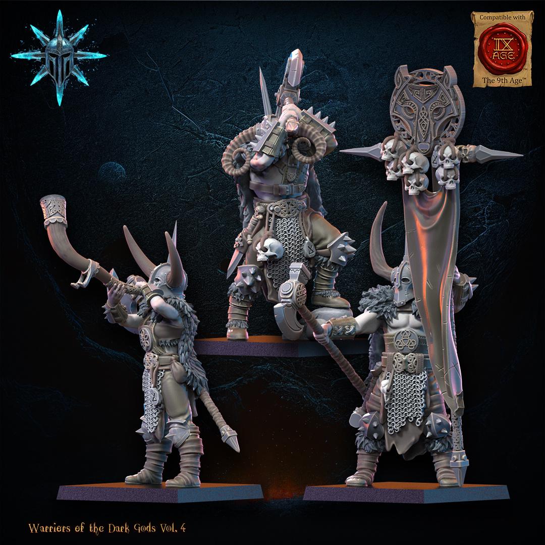 3D Printed Heavy Weapon Barbarian Command Group by Lost Kingdom Miniatures