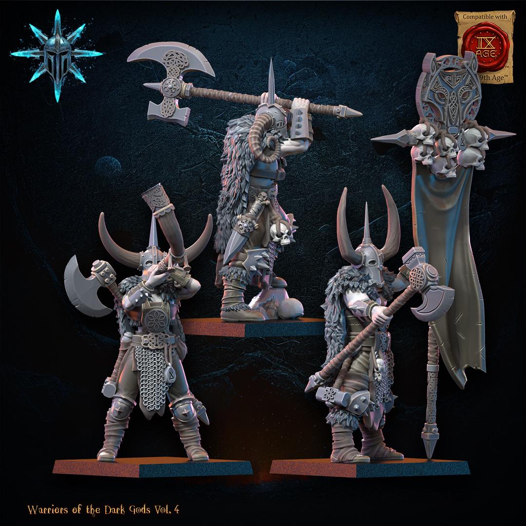 3D Printed Heavy Weapon Barbarian Command Group by Lost Kingdom Miniatures